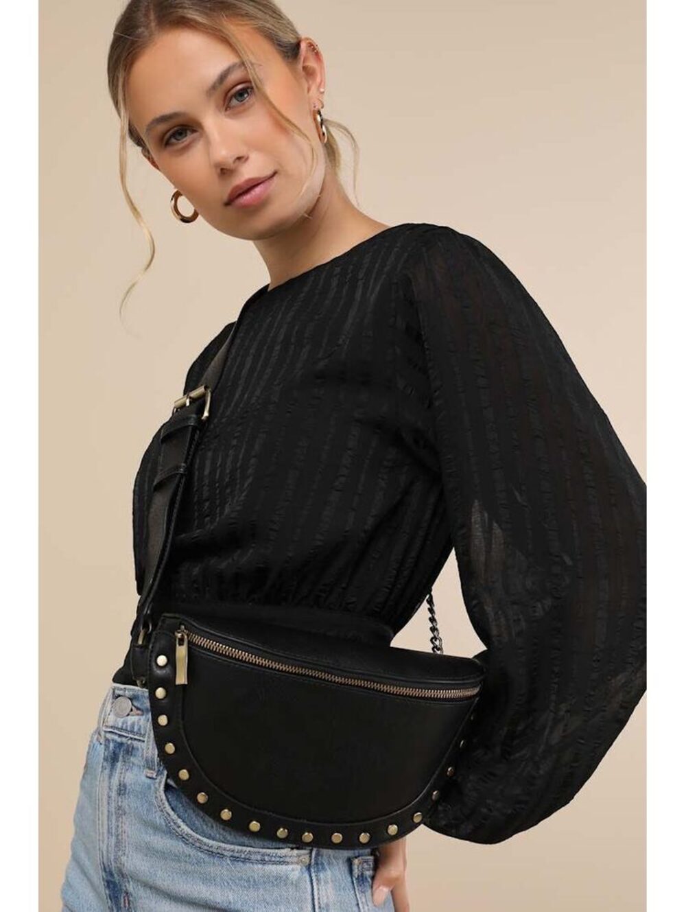 NWT Black Studded Cross Body Bag